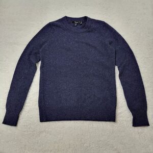 Theory Women Kaylenna Chevron Small Navy 100% Cashmere Crewneck Pullover Sweater